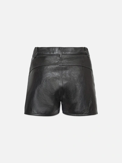 Shop Frame Side Slit Leather Shorts Black