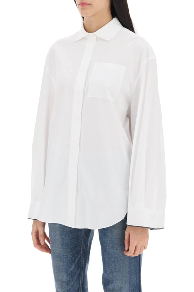 Shop Brunello Cucinelli Wide Sleeve Shirt With Shiny Cuff Details Women In White