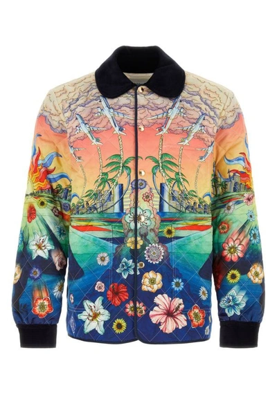 Shop Casablanca Man Printed Polyester Padded Jacket In Multicolor