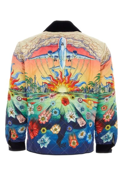 Shop Casablanca Man Printed Polyester Padded Jacket In Multicolor