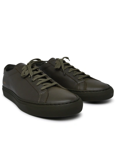 Shop Common Projects Man  Green Leather Achilles Sneakers