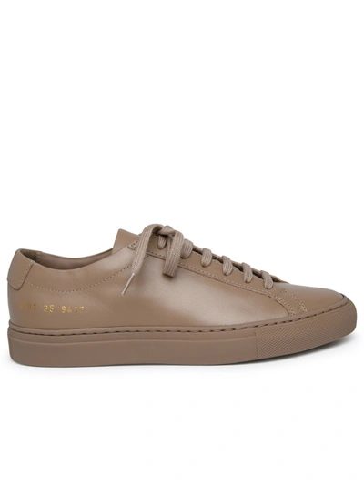 Shop Common Projects Woman  Achilles Beige Leather Sneakers In Cream