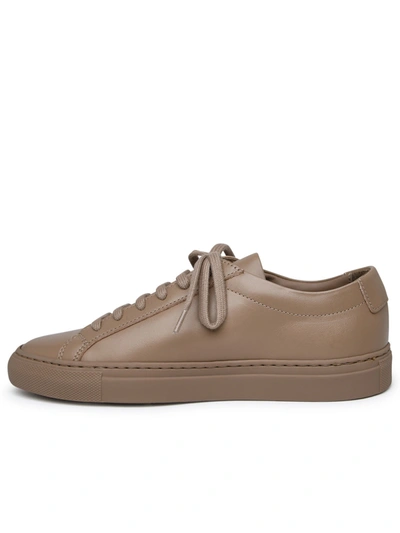 Shop Common Projects Woman  Achilles Beige Leather Sneakers In Cream