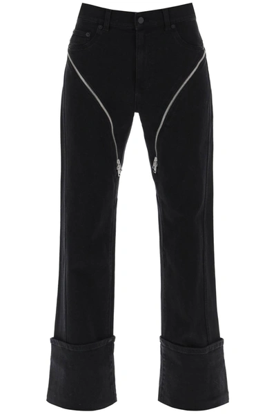 Shop Mugler Straight Jeans With Zippers Women In Black