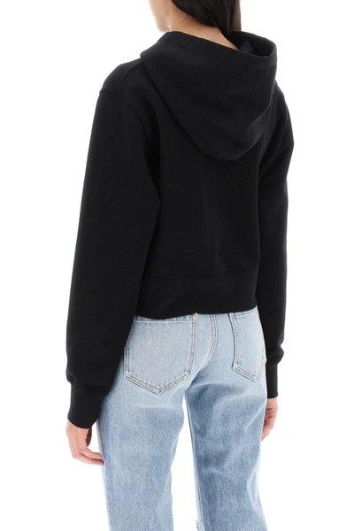 Shop Palm Angels Cropped Hoodie With Monogram Embroidery Women In Black