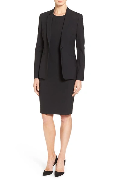 Shop Hugo Boss Jabina Stretch Tropical Wool Jacket In Black