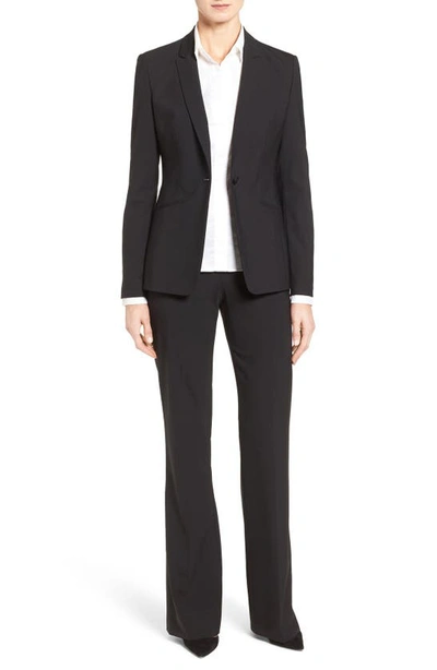 Shop Hugo Boss Boss Jabina Stretch Tropical Wool Jacket In Black