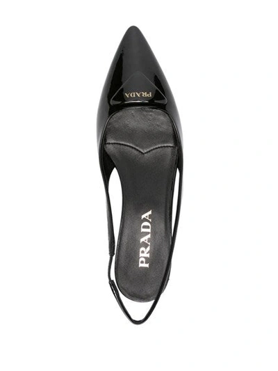 Shop Prada Women Patent Leather Slingback Pumps In Black