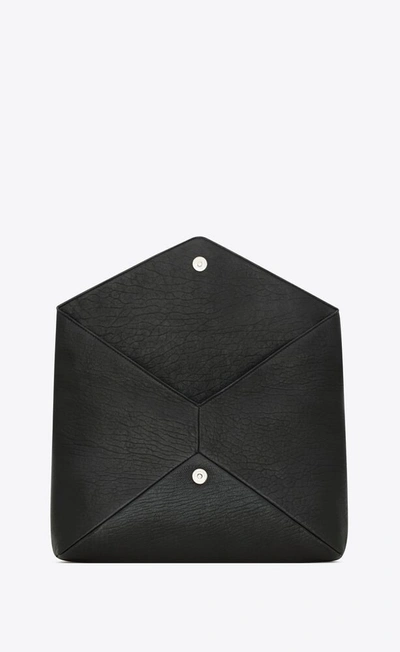 Shop Saint Laurent Men Cassandre Large Leather Pouch In Black