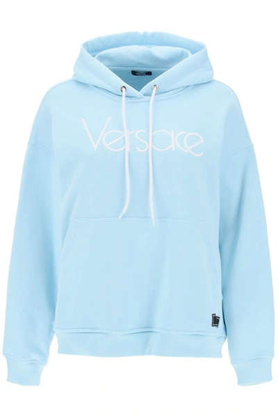 Shop Versace Hoodie With 1978 Re-edition Logo Women In Blue