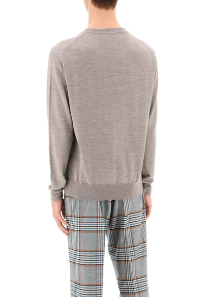 Shop Vivienne Westwood Orb-embroidered Crew-neck Sweater Men In Gray