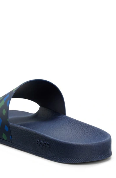 Hugo Boss Bay Slide Sandal In Open Blue