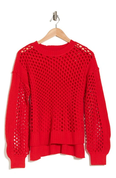Shop Rachel Rachel Roy Open Stitch Sweater In Red Alert