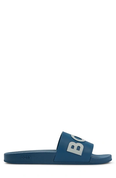 Hugo Boss Bay Slide Sandal In Bright Blue