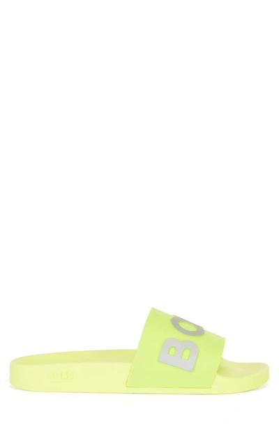 Shop Hugo Boss Bay Slide Sandal In Light/ Pastel Yellow