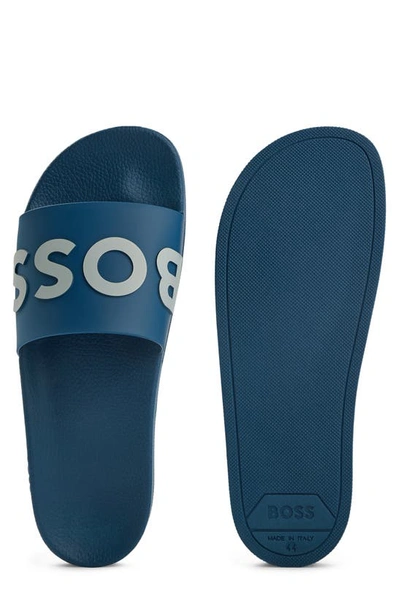 Hugo Boss Bay Slide Sandal In Bright Blue