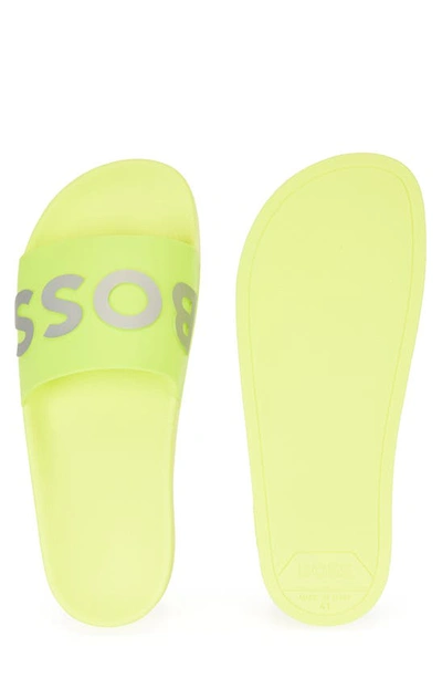 Shop Hugo Boss Bay Slide Sandal In Light/ Pastel Yellow