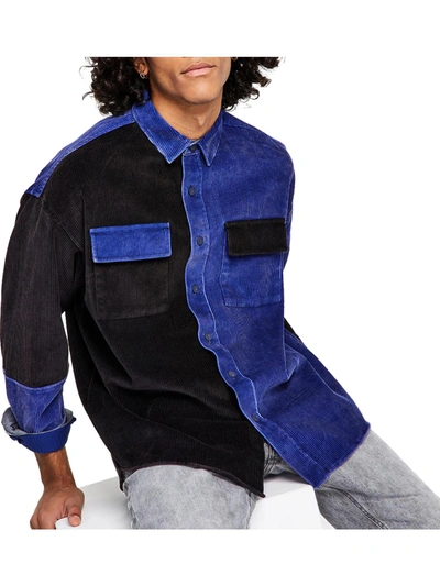 Shop Sun + Stone Mens Corduroy Collar Button-down Shirt In Blue