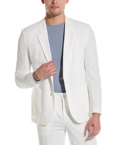 Shop Hugo Boss Boss Seersucker Blazer In White