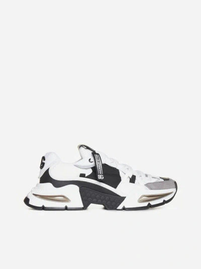 Shop Dolce & Gabbana Air Master Mix Materials Sneakers In White,black