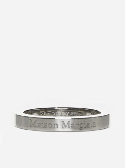 Shop Maison Margiela Logo Silver Ring
