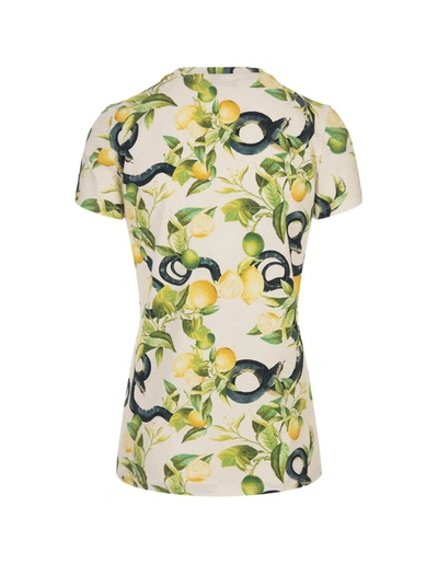Shop Roberto Cavalli Ivory T-shirt With Lemons Print In White