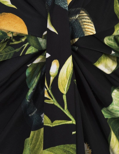 Shop Roberto Cavalli Long Dress With Lemons Print In Black