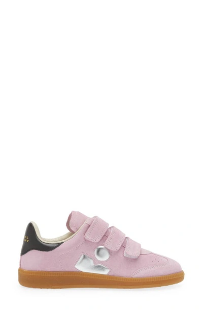 Isabel Marant Beth Mixed Leather Triple-grip Sneakers In Pink/ Silver