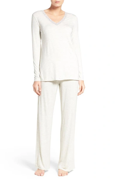 Shop Natori Feathers Pajamas In Light Heather Grey