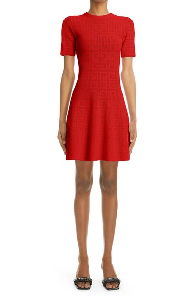 Shop Givenchy 4g Logo Knit Minidress In Red