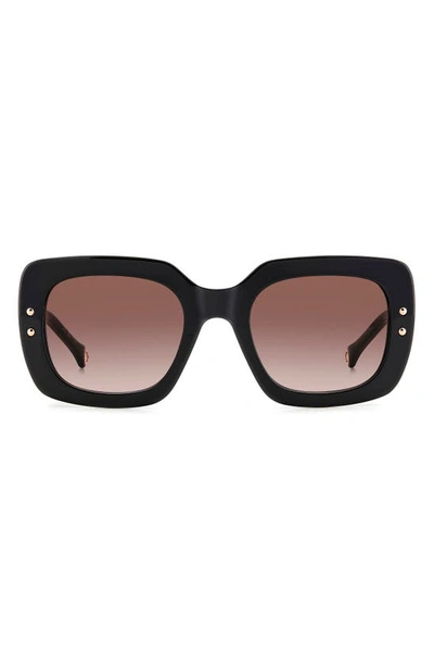 Shop Carolina Herrera 52mm Rectangular Sunglasses In Black Burgundy/ Brown Gradient