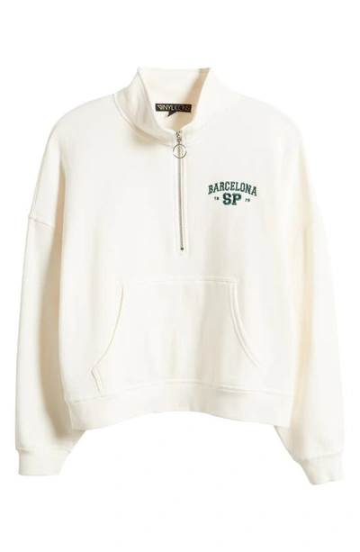 Shop Vinyl Icons Embroidered Barcelona Half Zip Pullover In Marshmallow