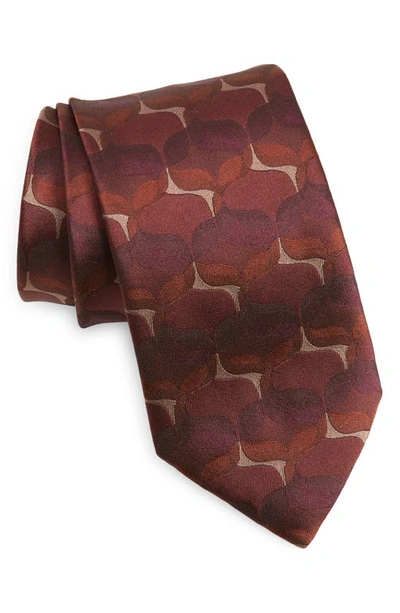Shop Dries Van Noten Abstract Silk Jacquard Tie In Bordeaux