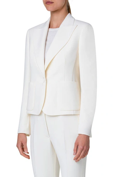 Shop Akris Double Face Stretch Wool Blazer In 012 Ecru