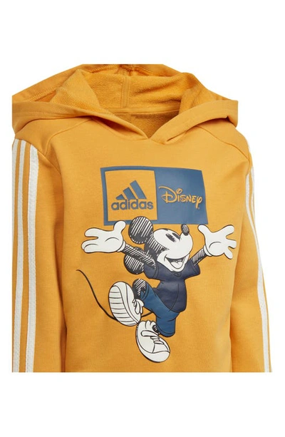 Shop Adidas Originals Kids' Disney Mickey Mouse Hoodie & Joggers Set In Preloved Yellow/ Off White
