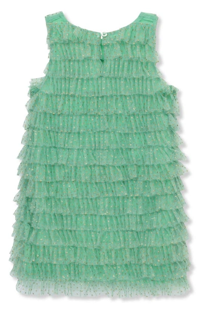 Shop Peek Aren't You Curious Kids' Sleeveless Ruffle Metallic Tulle Dress In Green