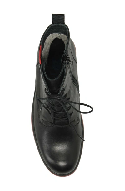 Wolky Akita Water Resistant Combat Boot In Black-red