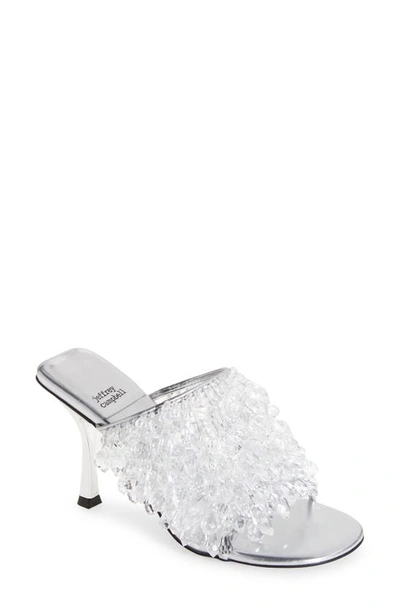 Shop Jeffrey Campbell Crystlz Mule In Silver Clear
