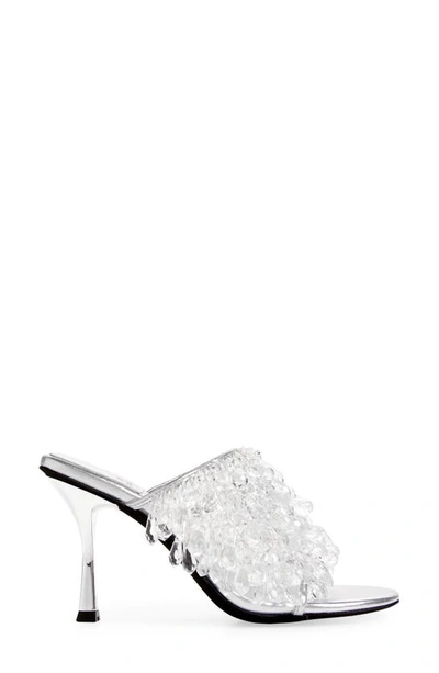 Shop Jeffrey Campbell Crystlz Mule In Silver Clear