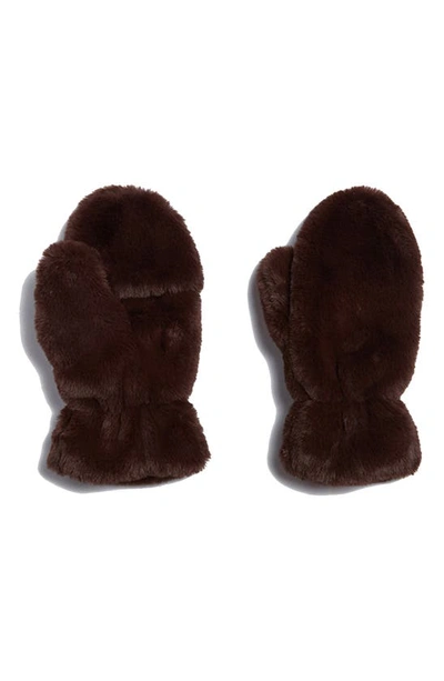 Apparis Coco Faux Fur Mittens In Espresso