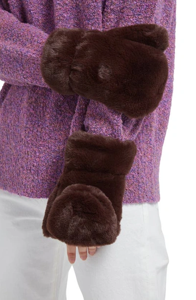 Apparis Coco Faux Fur Mittens In Espresso