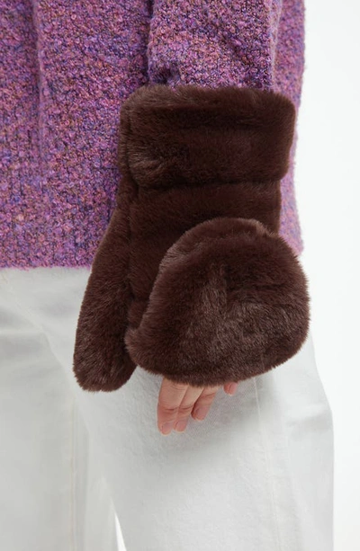 Apparis Coco Faux Fur Mittens In Espresso