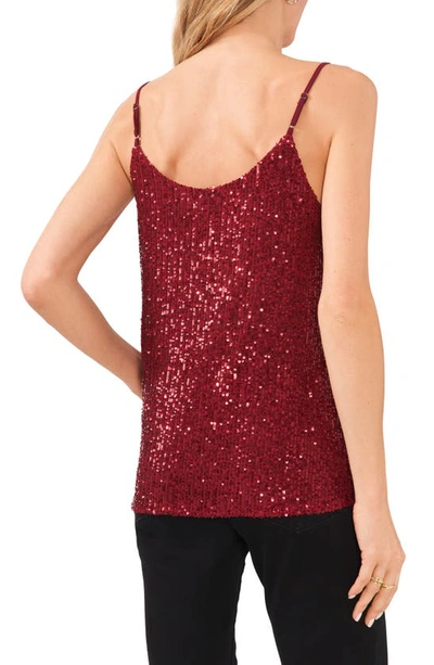 Shop 1.state Sheer Inset Sequin Camisole In Burgundy