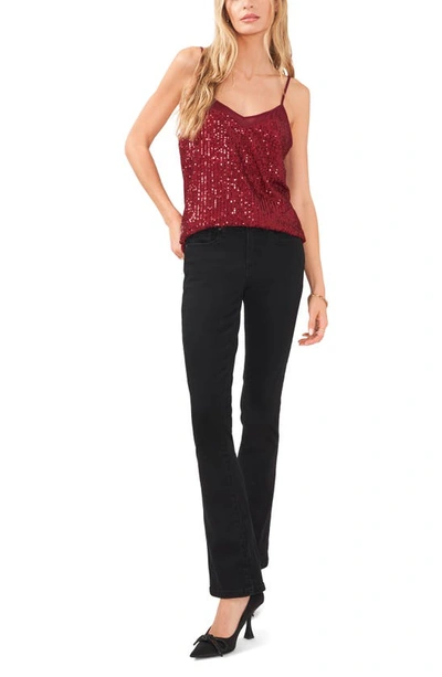 Shop 1.state Sheer Inset Sequin Camisole In Burgundy