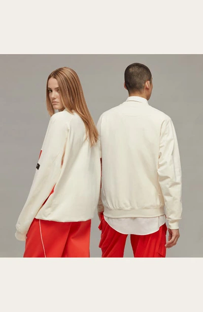 Shop Y-3 Colorblock Organic Cotton Blend Crewneck Sweatshirt In Creawhite/ Semsolred