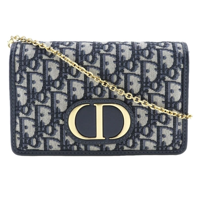 Shop Dior 30 Montaigne Navy Canvas Shoulder Bag ()