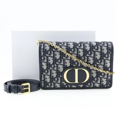 Shop Dior 30 Montaigne Navy Canvas Shoulder Bag ()