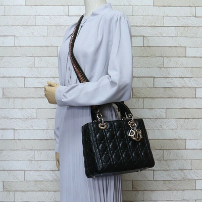 Shop Dior Lady  Black Leather Shopper Bag ()