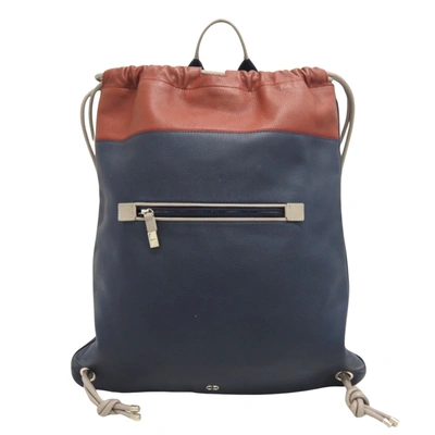 Shop Dior Navy Leather Backpack Bag ()