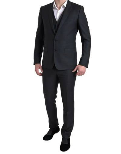 Shop Dolce & Gabbana Elegant Black Martini Slim Fit 3-piece Men's Suit